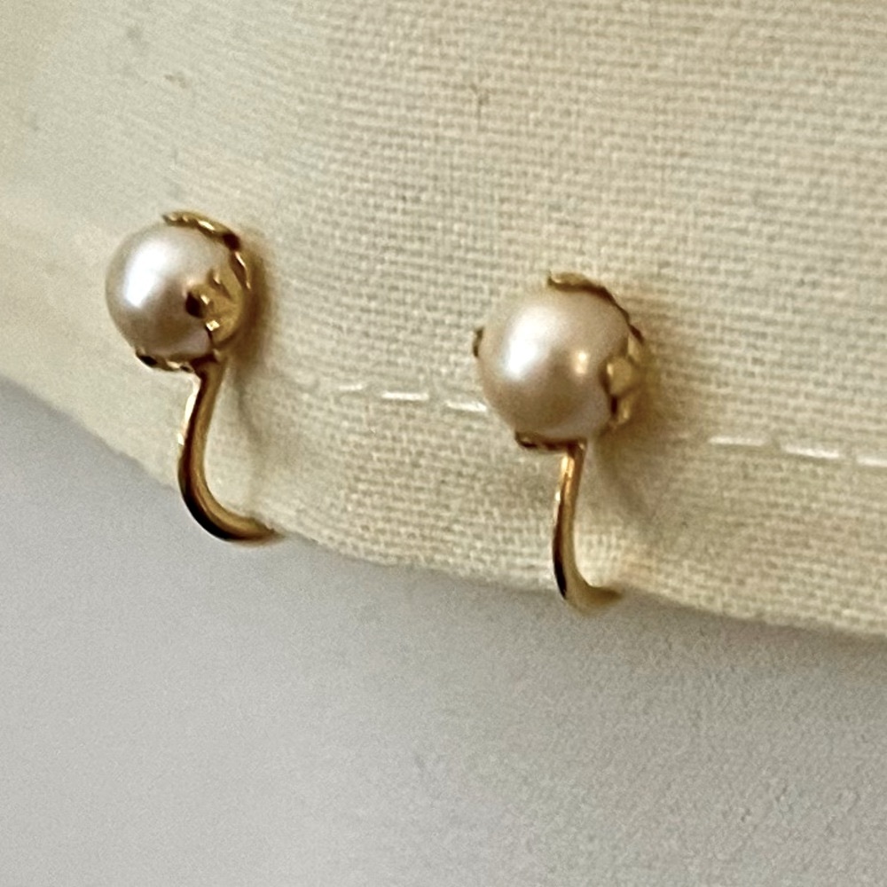 10K Gold Pearl Earrings - Picture 3 of 16